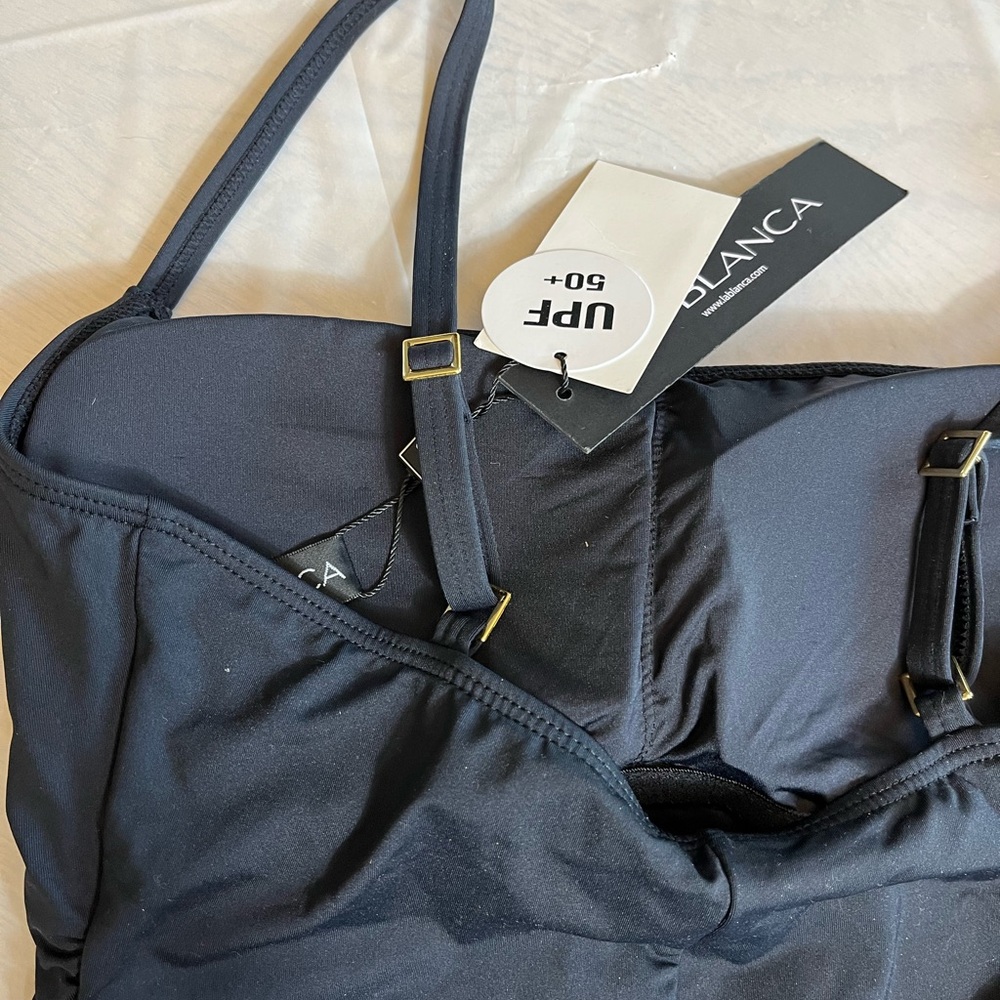 Black One-Piece Swimsuit. Rushing for a slimming effect. - Picture 5 of 7